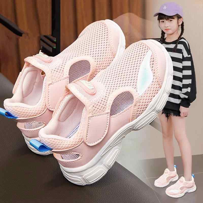 サンダル キッズ 女の子 男の子 通気性 涼しい 夏 メッシュ ビーチ スポーツ 大きいサイズ 面ファスナー 履きやすい 歩きやすい ソフトソール ピンク 青 黒