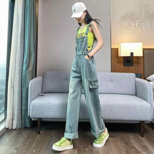 オーバーオール サロペット レディース 春秋 ヴィンテージ風 デニム パンツ ストレート ロング ワイドレッグ ゆったり シンプル カジュアル 青 オーバーオール サロペット レディース 春秋 ヴィンテージ風 デニム パンツ ストレート ロング ワイドレッグ ゆったり シンプル カジュアル 青
