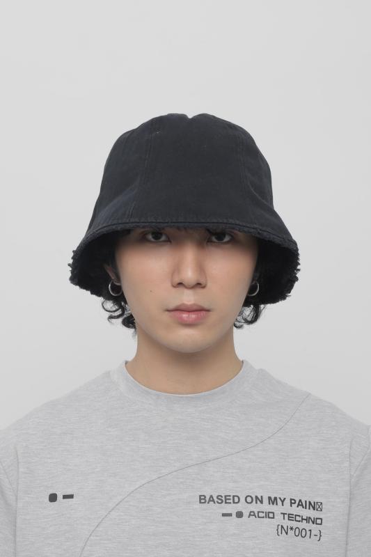 バケットハット ユニセックス ブラック 顔小効果 ヴィンテージ風 ウォッシュ加工 日焼け防止 つば広 韓国 メンズ レディース バケハ