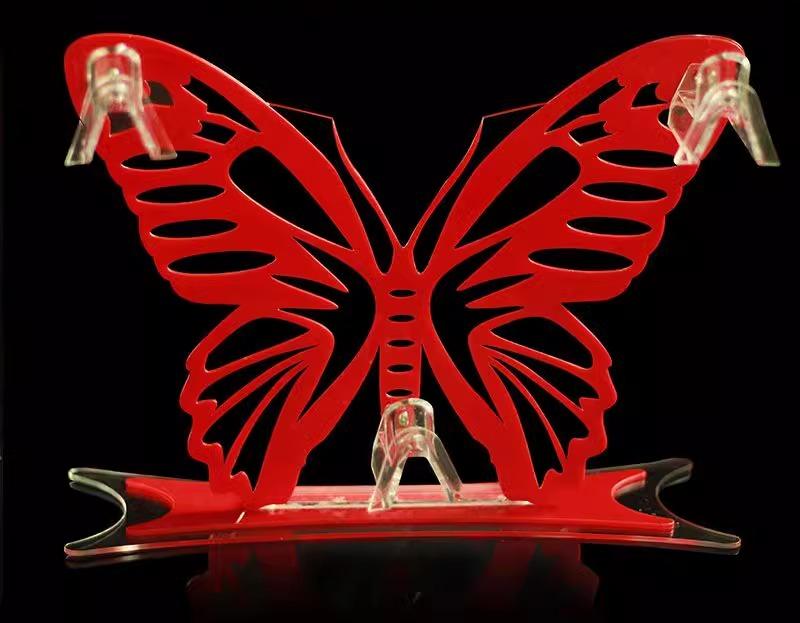 メガネ ディスプレイ スタンド アクリル 眼鏡 サングラス 展示 飾る 整理 コレクション ラック カウンター カラフル おしゃれ 赤 蝶