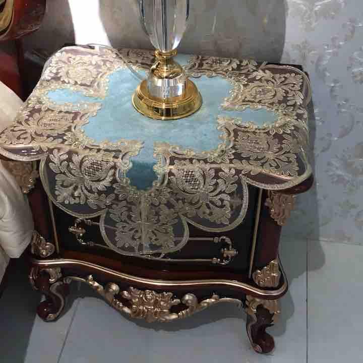 サイドテーブル カバー キャビネット クロス 布製 レース 刺繍 ベルベット 防塵 正方形 長方形 寝室 お..