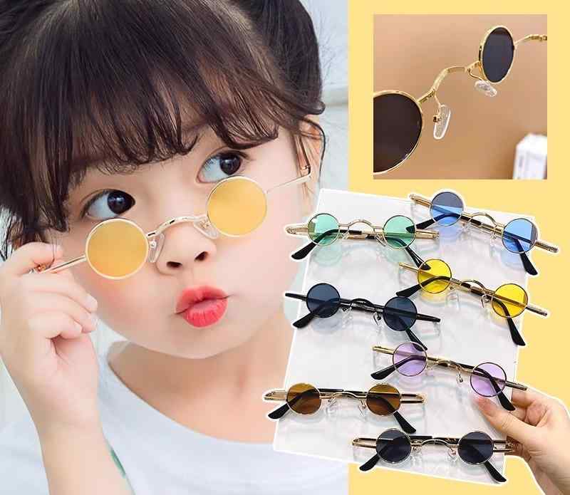 キッズ サングラス UV 子ども ラウンド 男の子 女の子 レトロ 紫外線防止 メタルフレーム 小さい 丸い おしゃれ 快適 黒 黄 茶