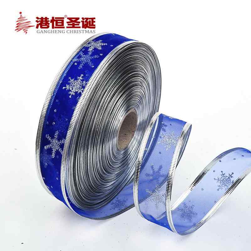 クリスマス ラッピング リボン 手芸 かわいい ツリー 装飾 DIY 青 シルバー スノーフレーク 包装 プレ..