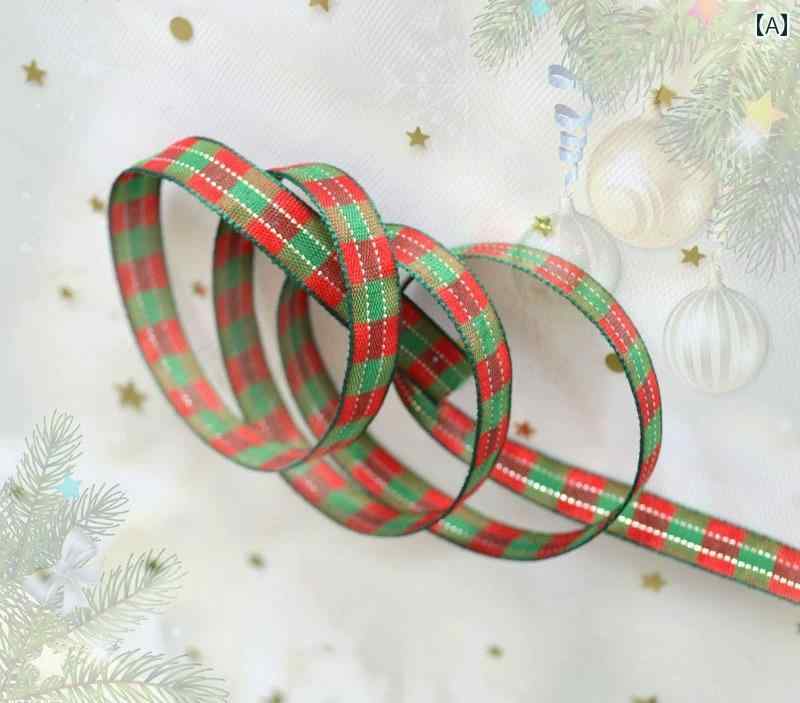 クリスマス ラッピング リボン 手芸 かわいい カラフル デコレーション 装飾 DIY 包装 プレゼント ストライプ チェック 柄 赤 緑 金 花束 ツリー リース