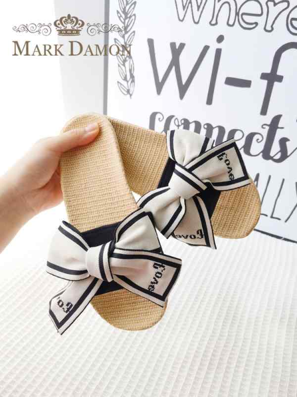 ルームシューズ スリッパ 韓国 夏 快適 レディース リネン 室内 リビング キッチン 寝室 フロア サンダル オープントゥ 静音 柔らかい ソフトソール 滑り止め 通気性 シンプル おしゃれ 赤 カーキ 黒 リボン(3.0)