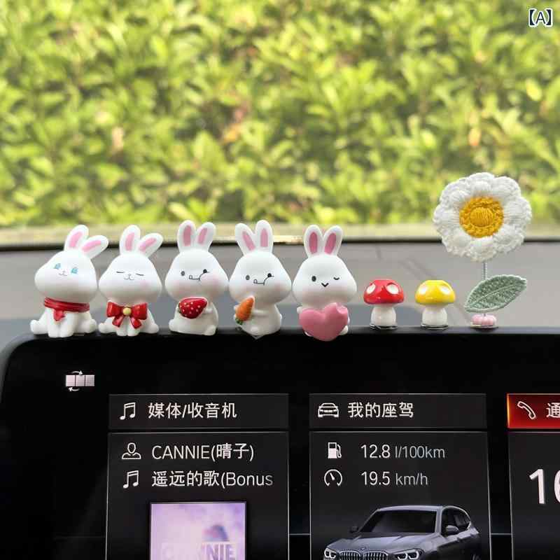 車 ダッシュ ボード 飾り インテリア 車内 可愛い うさぎ 樹脂 置物 グッズ 装飾 内装 小物 カーオーナ..