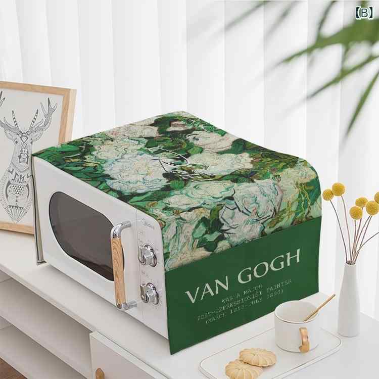 ほこりよけ 布 電子レンジ カバー 油絵 防水 耐油 日焼け防止 オーブン グリーン ブルー イエロー アメリカン キッチン おしゃれ インテリア