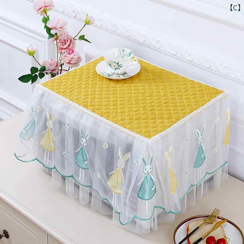 ほこりよけ 布 電子レンジ カバー プリンター レース グリーン イエロー ピンク 花柄 ウサギ スワン かわいい キッチン インテリア