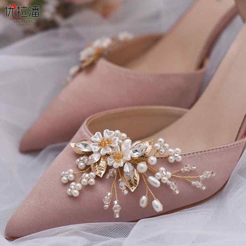 シューズ クリップ おしゃれ 装飾 小物 アクセサリー 着せ替え パンプス 靴 結婚式 パーティー 発表会 取り外し可能 キラキラ パール 合金 ビジュー 花