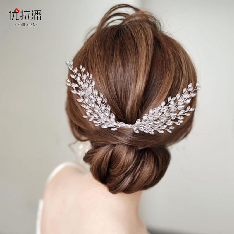 ウェディング ヘッドドレス ヘアアクセサリー 結婚式 コーム ディナー ラインストーン シルバー ゴール..