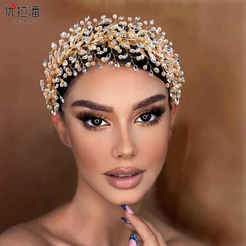 ウェディング ヘッドドレス ヘアアクセサリー 結婚式 リーフ 手作り パール プレート 花嫁 スタイリン..