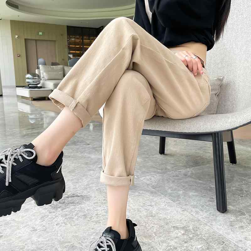 Straight Jeans - レディース デニム ボトムス カラージーンズ 春秋 ハイウエスト ストレート ゆったり スリム効果 テーパード ロング パンツ 大きいサイズ カジュアル 茶 黒 アプリコット