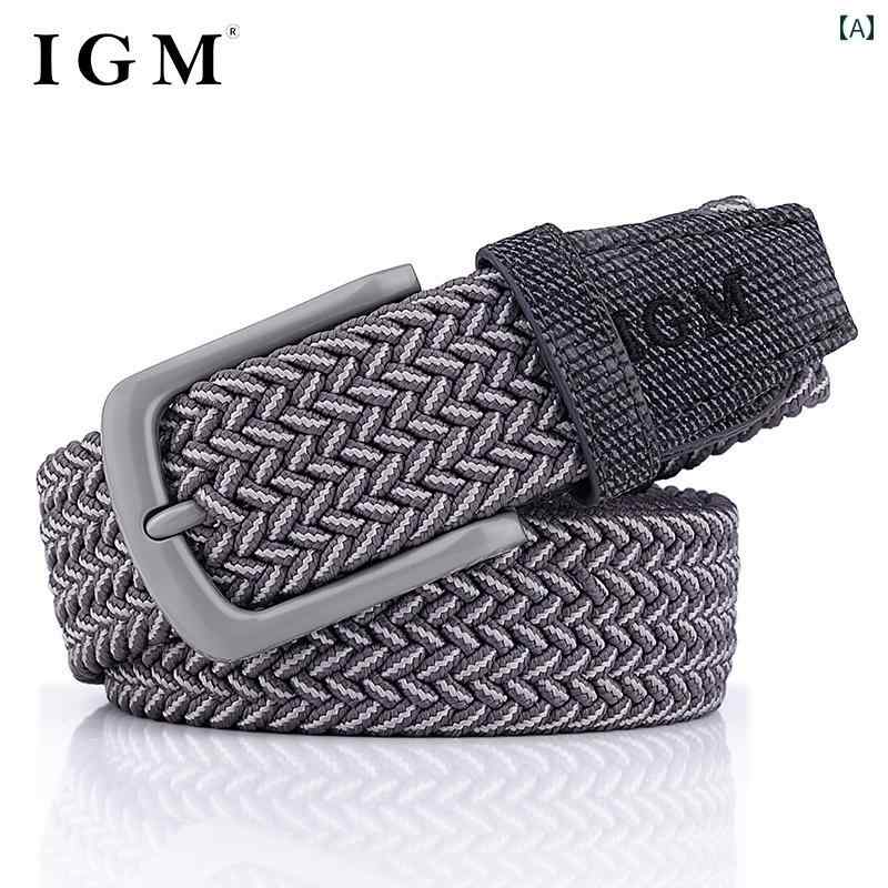 穴なし ベルト メンズ キャンバス 編み込み 弾性 弾力 学生 カジュアル グレー シンプル おしゃれ