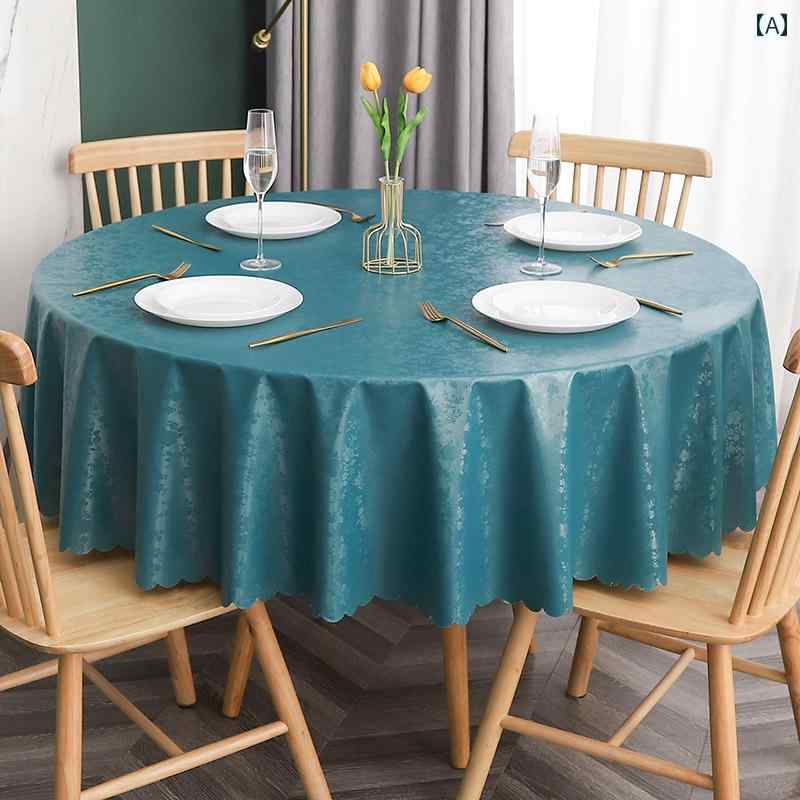 テーブルクロス 円形 ビニール 防水 耐油 汚れ防止 清潔 ヨーロピアン 家庭用 ラウンド おしゃれ インテリア 選べる サイズ 青 茶 赤