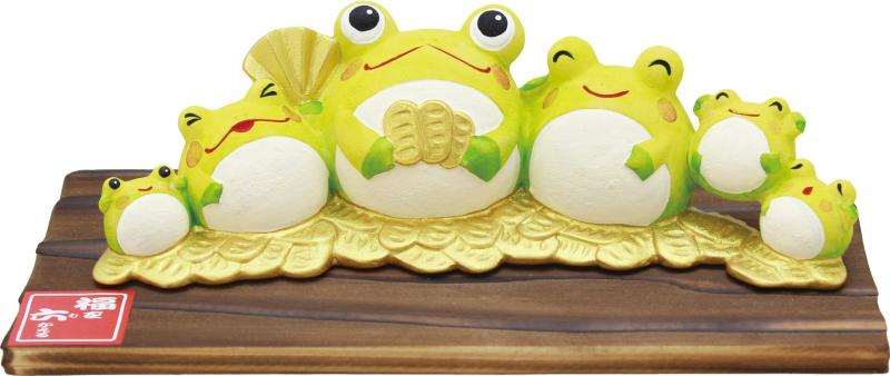 リュウコドウ 福ならべ かえる 置物 19-305A 幅17cm