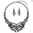 ハロウィン アクセサリー ネックレス ペンダント ファッション パンク スタイル ゴースト ハンド ピアス セット チェーン パーティー