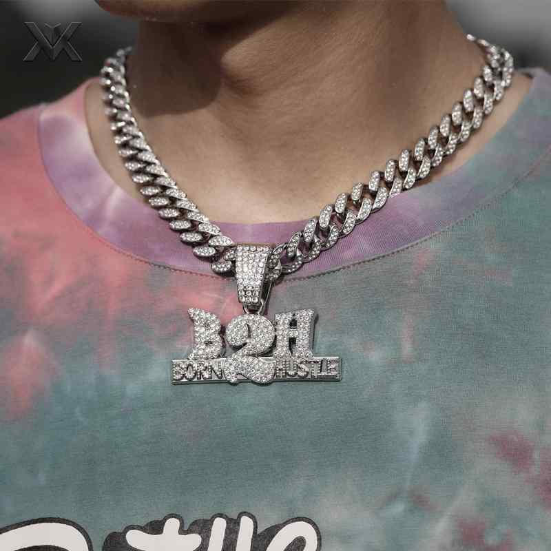 ネックレス メンズ アクセサリー シルバー レディース 極太 ヒップホップ クール ラインストーン 文字 ラップ ショート 鎖骨 キューバ チェーン