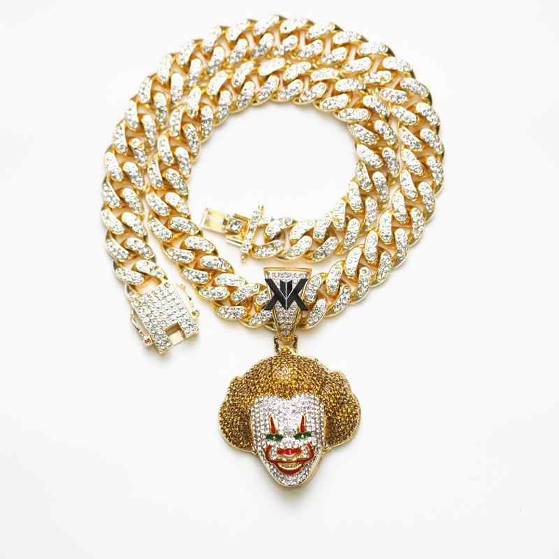 ネックレス メンズ アクセサリー レディース 極太 ヒップホップ ピエロ カラフル ペンダント セット ショート キューバ チェーン カップル 鎖骨 シルバー ...