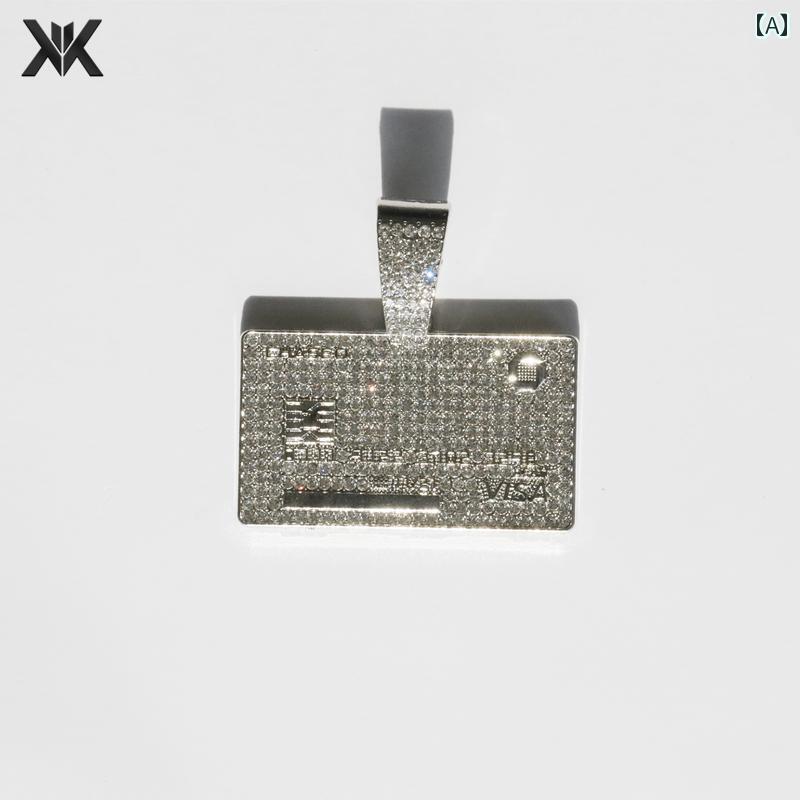 ネックレス メンズ アクセサリー レディース 極太 ヒップホップ バンク カード スクエア ペンダント セット 個性 ショート 鎖骨 キューバ チェーン シルバ...