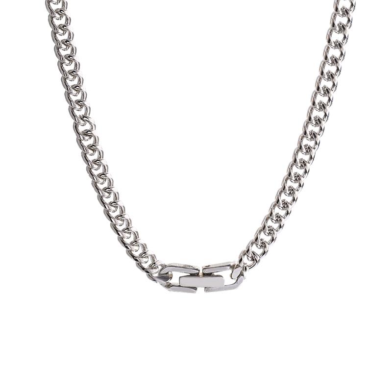 ネックレス メンズ アクセサリー レディース 極太 ヒップホップ チタン 鋼 キューバ プレーン 鎖骨 ベーシック シンプル チェーン 多用途