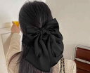 ヘアクリップ リボン 黒 赤 シャンパン 大きめ サテン レディース アクセサリー 後頭部 かわいい メッシュ 韓国 ハーフアップ シンプル 2個 セット