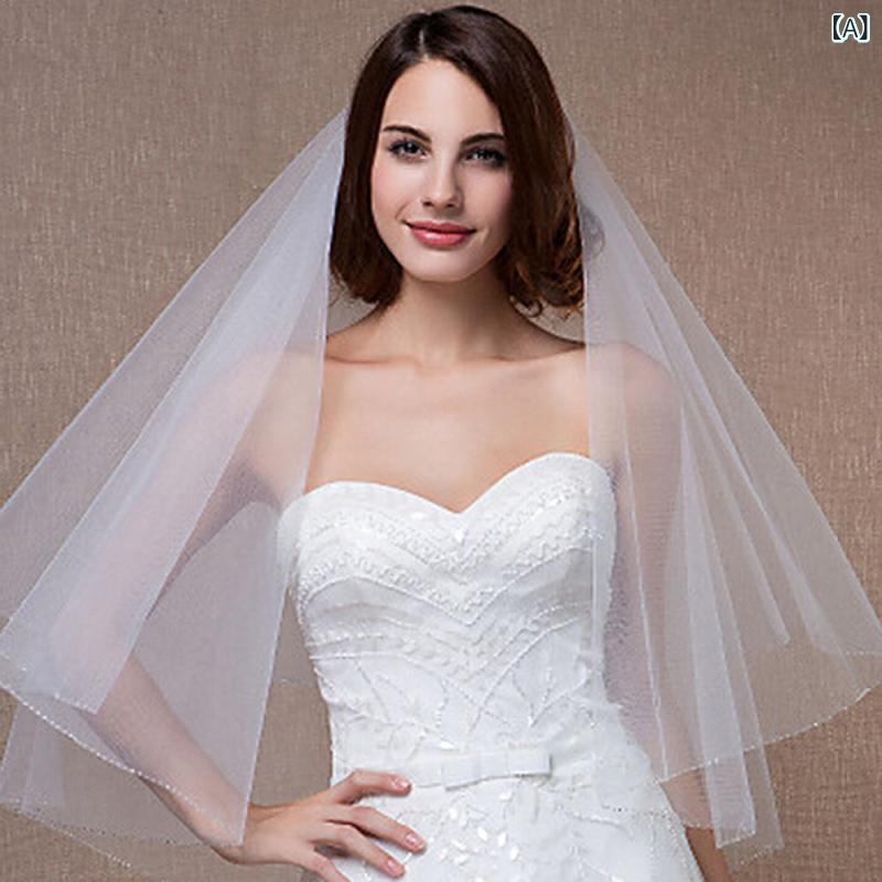 ウエディングベール レディース 結婚式 披露宴 前撮り チュール メッシュ プリンセス 欧米 シンプル ブライダル 花嫁 ヘッドドレス ヘアアクセサリー 小物 ホワイト アイボリー エレガント 華やか 2
