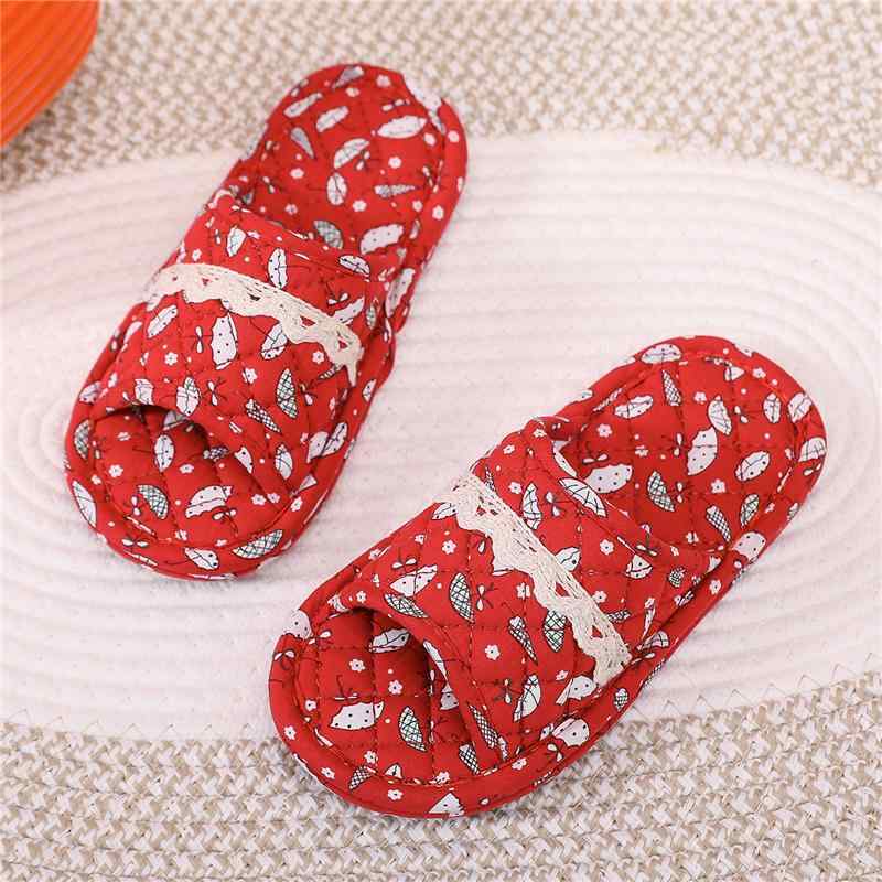スリッパ 洗える かわいい 子供 男の子 女の子 韓国 オールシーズン 綿 布底 レース 滑り止め 静音 通気 吸湿 軽量 快適 ソフト 家庭 うさぎ 傘 黄色 赤 青 大きいサイズ