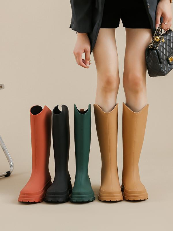 長靴 レディース 防水 おしゃれ レインブーツ 大人 滑り止め 耐摩耗性 ロングタイプ ソフトソール 履きやすい 黒 赤 緑 シンプル 無地