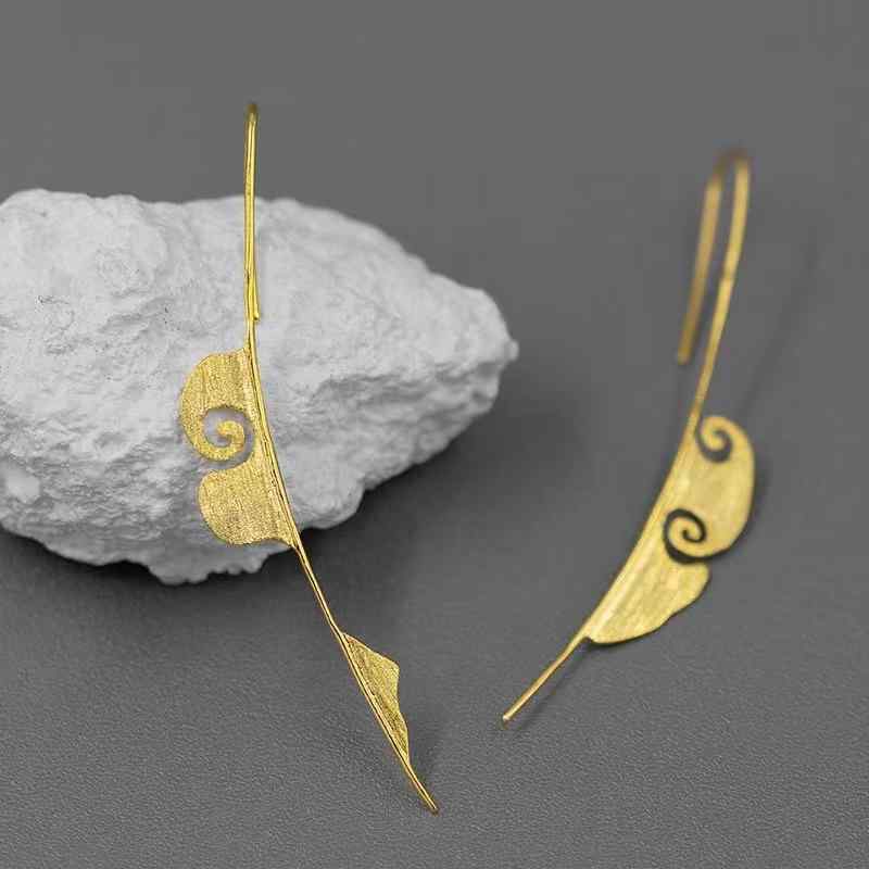 Yellow - アクセサリー レディース メンズ 大人 ピアス フック 上品 銅 エスニック チャイナ風 ゴールド シルバー 雲模様 シンプル カジュアル おしゃれ