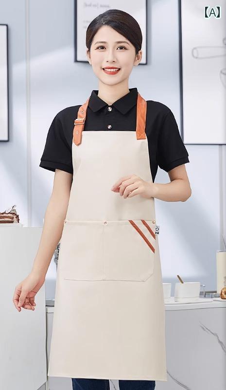 防水 エプロン レディース 大人 美容室 ネイルサロン 作業 防汚 PU ソフトレザー 薄手 ポケット シンプル カジュアル 無地 おしゃれ 黒 オレンジ カーキ