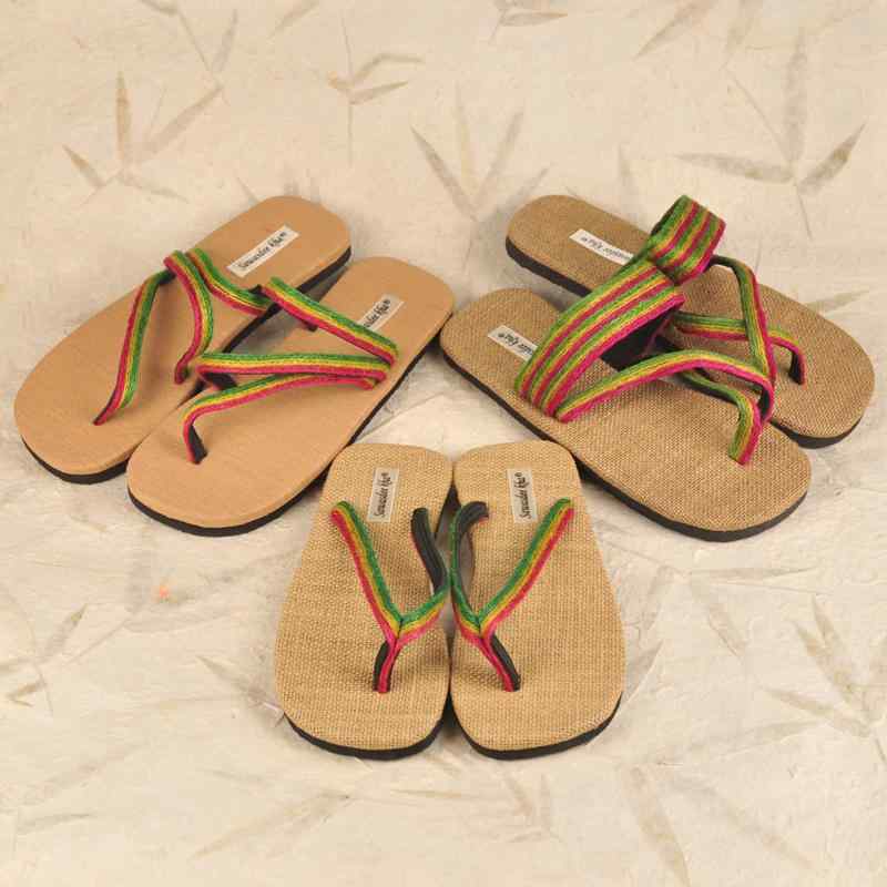 サンダル 麻 レディース アンティーク調 リネン素材 スリッパ カジュアル エスニック ビーチ 通気性 滑り止め 履きやすい 大きいサイズ