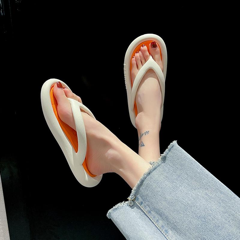 サンダル レディース トング 夏 シューズ ローヒール フラット EVA 滑り止め 耐摩耗性 柔らかい ビーチ 旅行 カジュアル オレンジ 黒 グレー