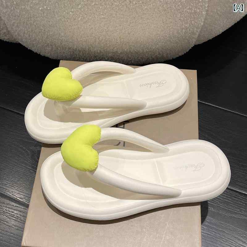 サンダル レディース トング 夏 シューズ フラット ラバーソール PU 柔らかい 耐摩耗性 疲れにくい 防水 ビーチ 旅行 カジュアル かわいい ハート 無地 白 緑 赤