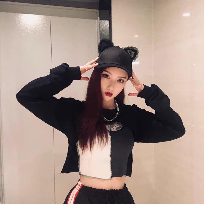 樂天商城 - 猫耳 帽子 春夏 ベースボール レディース 多用途 かわいい レース 韓国 ひさし ストリート つば広 小顔効果 調節可能 コットン オールシーズン 黒