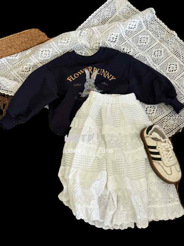 スカート 子ども ロング レース かわいい ファッション 春秋 韓国 子供の プルオーバー トレーナー 長..