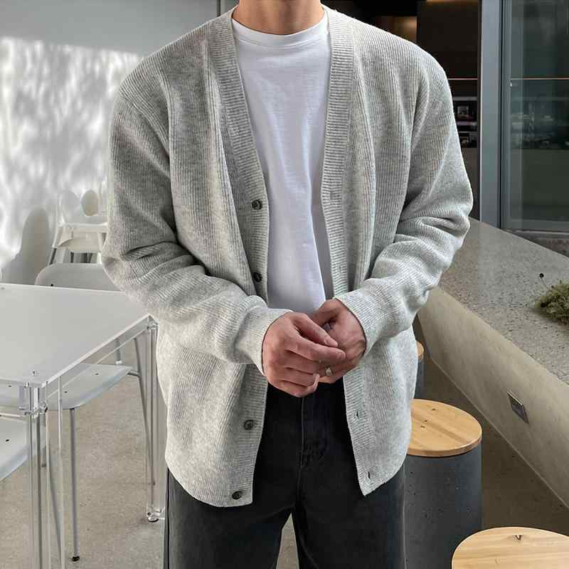 カーディガン メンズ 薄手 春秋 Vネック 韓国 カジュアル ゆったり 着やすい ボタン レギュラースリーブ 長袖 シンプル おしゃれ 無地 ..