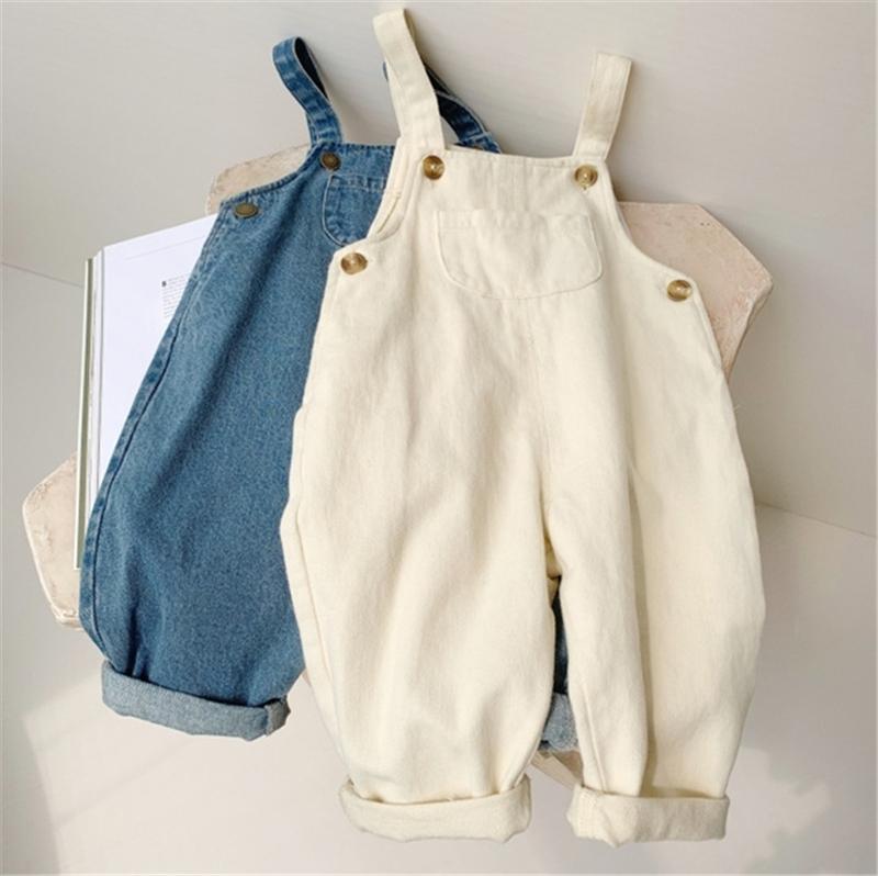 Overalls - サロペット キッズ 女の子 男の子 春秋 子供服 オーバーオール ロングパンツ カジュアル 普段着 通園 お出かけ おしゃれ デニム 韓国 ベージュ 青