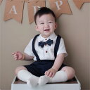 男の子 セットアップ ベビー 子供 春夏 セットアップ 綿 半袖 長袖 シャツ パンツ 前開き サスペンダー 吸湿 通気 薄手 ソフト パーティー 英国風 おしゃれ 紺(4)