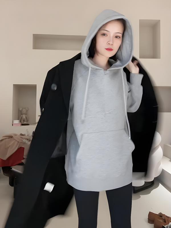 パーカー レディース 春 フード 裏起毛 暖かい スウェット 秋冬 ゆったり 長袖 ジップアップ シンプル 無地 カジュアル ポケット グレー 黒