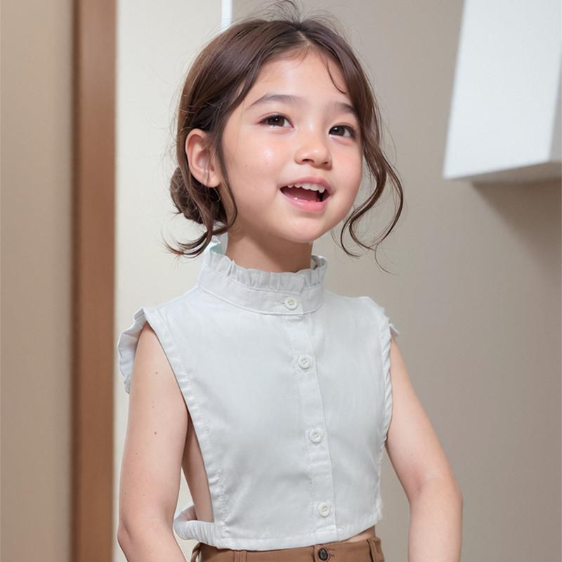 つけ襟 キッズ 韓国 女の子 スタンドカラー 春秋 シャツ風 ブラウス 通気性 着脱簡単 シンプル 上品 幼児 子ども フリル ネック 白