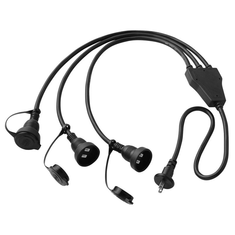 タカショー ライト アクセサリー 屋外用3分岐ケーブル 1500W 全長:約1.1m ブラック イルミネーション 屋外 防水 ライトアップ 塩化ビニル樹脂 LSO-23