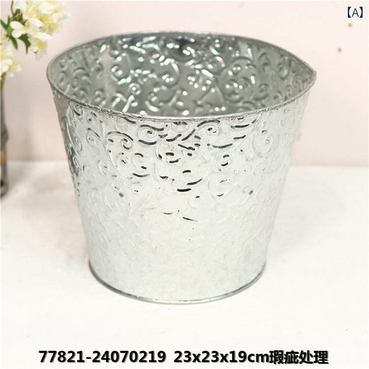 ガーデニング プランター アメリカン アンティーク調 フラワーポット 植木鉢 園芸 雑貨 小物 観葉 多肉 植物 寄せ植え バルコニー 玄関 庭 カフェ 装飾 おしゃれ 白 シルバー 英字