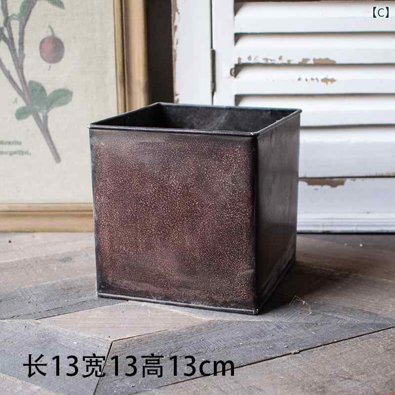 ガーデニング プランター アメリカン レトロ カントリー風 アイアン フラワーポット 植木鉢 園芸 雑貨 小物 観葉 多肉 植物 寄せ植え バルコニー 玄関 庭 カフェ 装飾 おしゃれ シルバー アイボリー 英字 牛