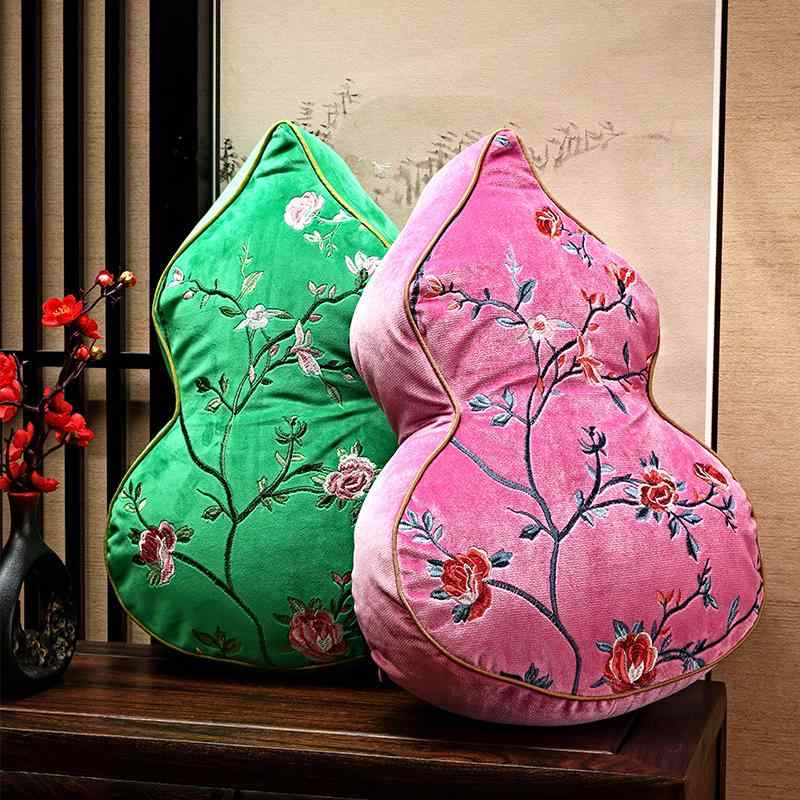 椅子 クッション おしゃれ ひょうたん 中国風 インテリア ソファ 装飾 刺繍 花 柔らかい 腰あてリビン..