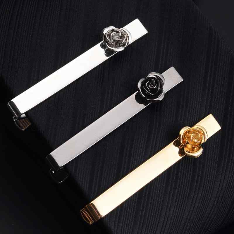 ネクタイピン メンズ 紳士用 アクセサリー フォーマル ビジネス クリップ 結婚式 就活 入社 プレゼント 就職祝い おしゃれ バラ ゴールド シルバー グレー