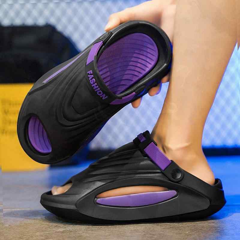 サンダル メンズ ブラック パープル 厚底 夏 カジュアル スポーツ 大きいサイズ 一字型 スリッパ 滑り..