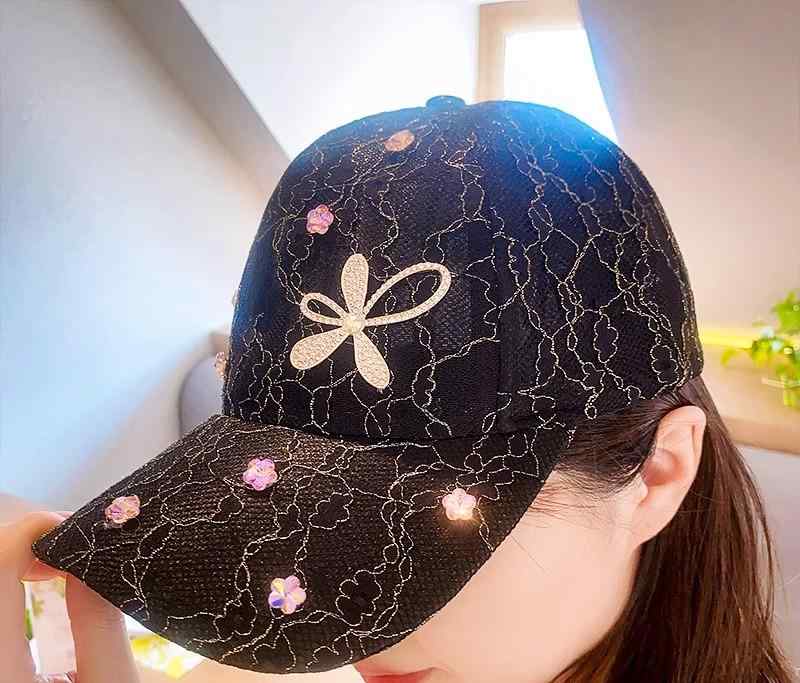 キャップ レディース おしゃれ 夏 日焼け防止 日除け 帽子 レース キラキラ ラインストーン 装飾 メッシュ 通気性 調節可能 スタイリッ..