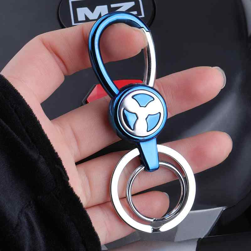 Key Holder - キーホルダー ホイール かっこいい 金具 バックル リング 車 ぶら下げ メンズ レディース プレゼント アクセサリー メタル 鞄 バッグ 装飾 マット 光沢 黒 シルバー