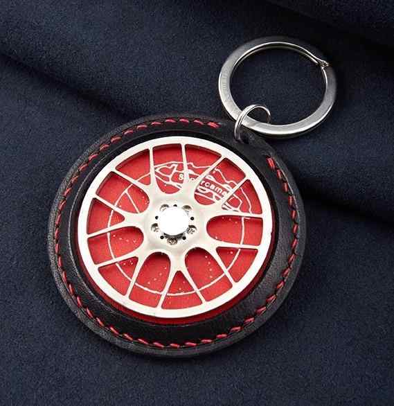 Key Holder - キーホルダー ホイール かっこいい 金具 リング 回転 車 ぶら下げ メンズ レディース プレゼント アクセサリー メタル シンプル 鞄 バッグ 装飾 黒 赤