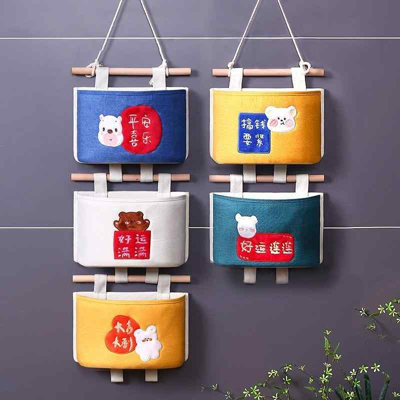 収納 吊り下げ ドア掛け 壁掛け 寝室 トイレ 浴室 大容量 トイレットペーパー ホルダー コットン 熊 う..